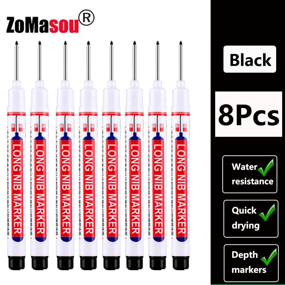 1/8/40/80Pcs Long Head Markers Pen Multi-purpose for Woodworking Tile Decoration Deep Hole Marker Pens Red/Black/Blue/Green Ink