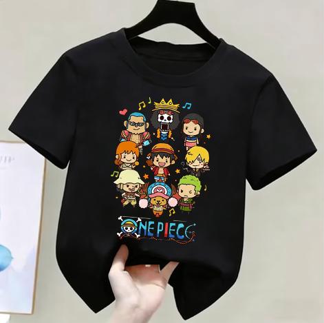 One Piece Boys and Girls Tshirt Summer Childrens Anime Tshirt Cute Clothes Fashion Cartoon Tshirt Birthday Gift Top