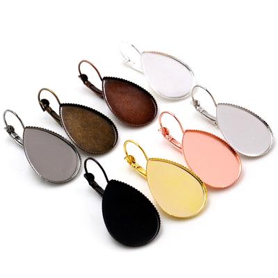 18x25mm 10x14mm 13x18mm 10 stuks 8 Kleuren verguld Franse Klapoorbellen Leeg/Basis, Passend voor Druppelglazen Cabochons;Oorbellen bezels