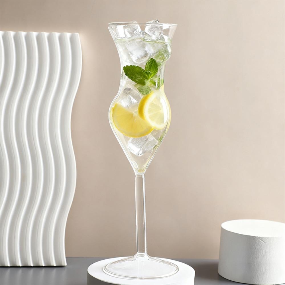 Bicchiere da Cocktail Corpo Femminile Visibile Bicchiere da Whisky Trasparente Tazza Alta Elegante Pub