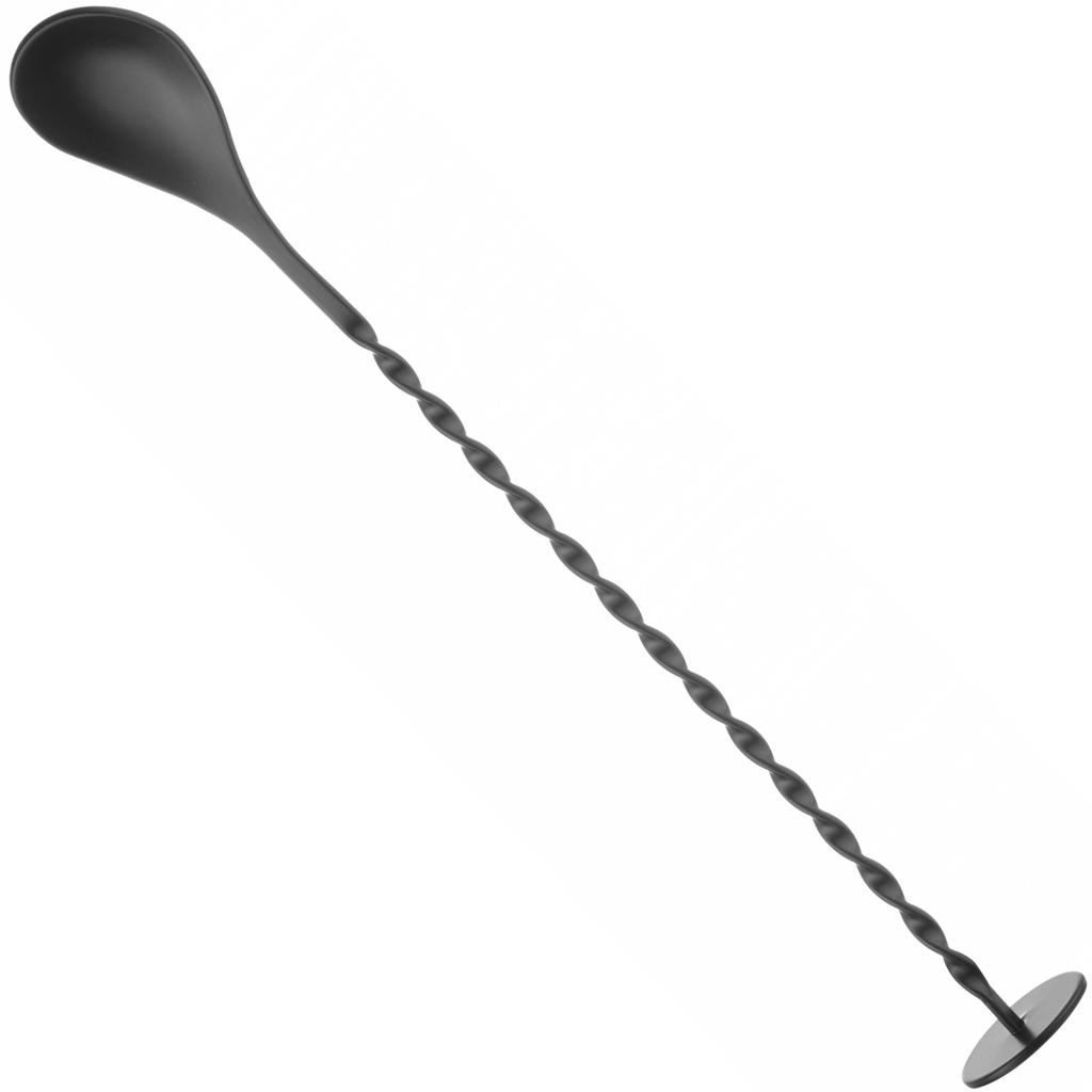 Lång barsked för cocktails med mortel 280 x 35 mm svart