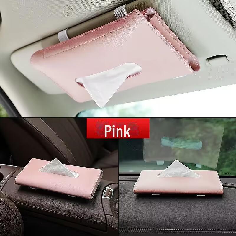 Leather Car Tissue Box for Seat Back & Sun Visor
