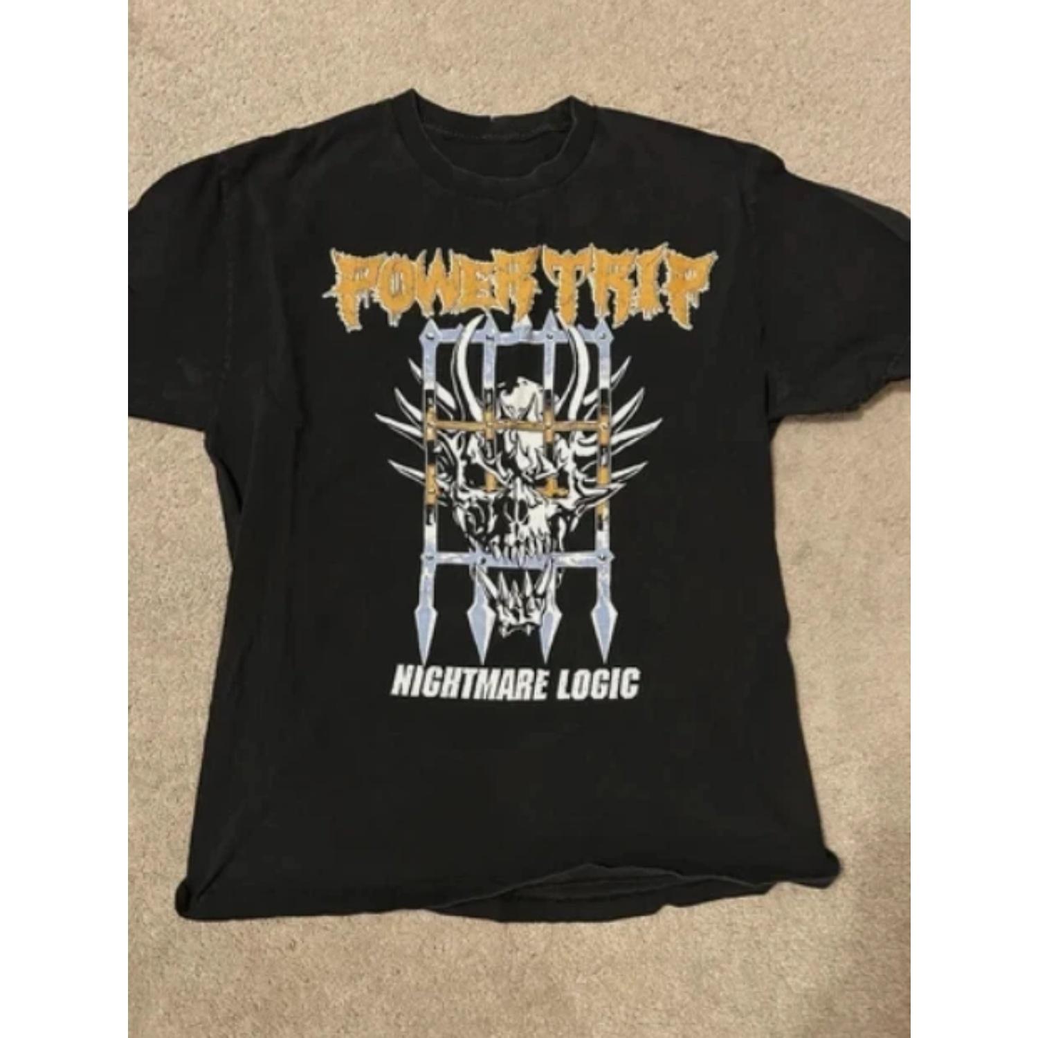 Power Trip Band s  Nightmare Logic  tour Featuring Unisex Pure Cotton T-shirts for Casual Sports and Outdoor Wear S чёрный