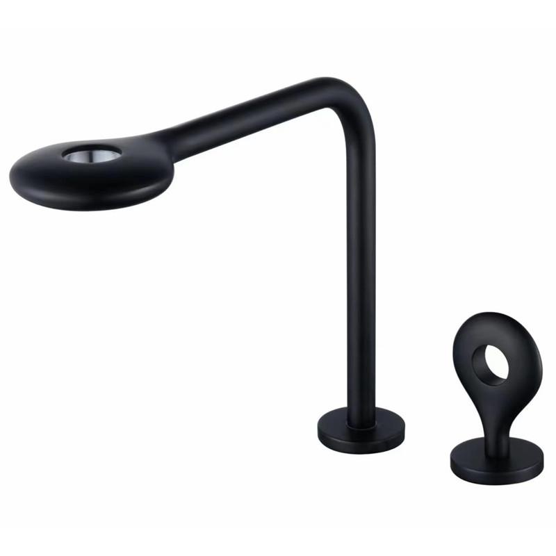 

Матовый золотой смеситель для раковины, полностью латунный черный смеситель для ванной комнаты, серые смесители для раковины, 3 отверстия для горячей и холодной воды, водопадный кран