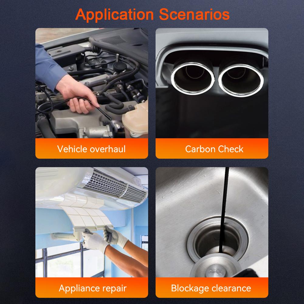 Industrial Endoscope Camera 8mm Digital Pipeline Inspection Camera With 2.4inch IPS 8 LED for Car Pipe Inspection Borescope