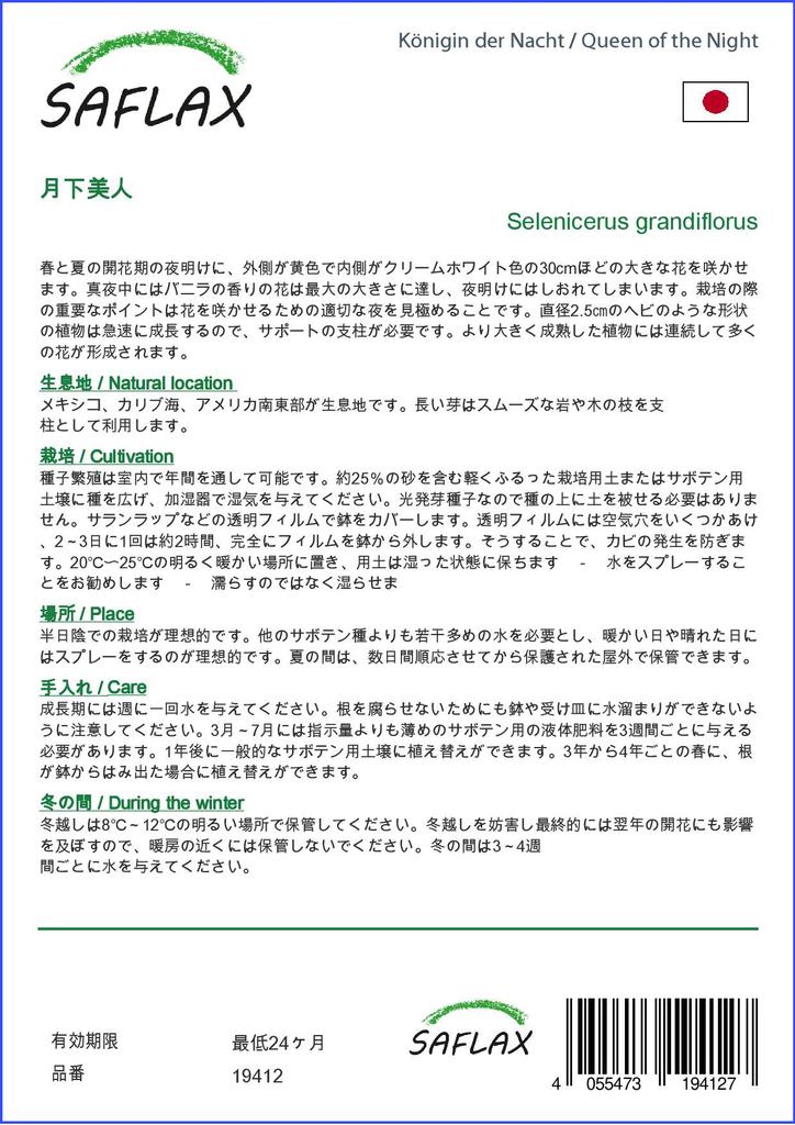 SAFLAX Queen of the Night - 40 Seeds - Selenicerus Grandiflorus