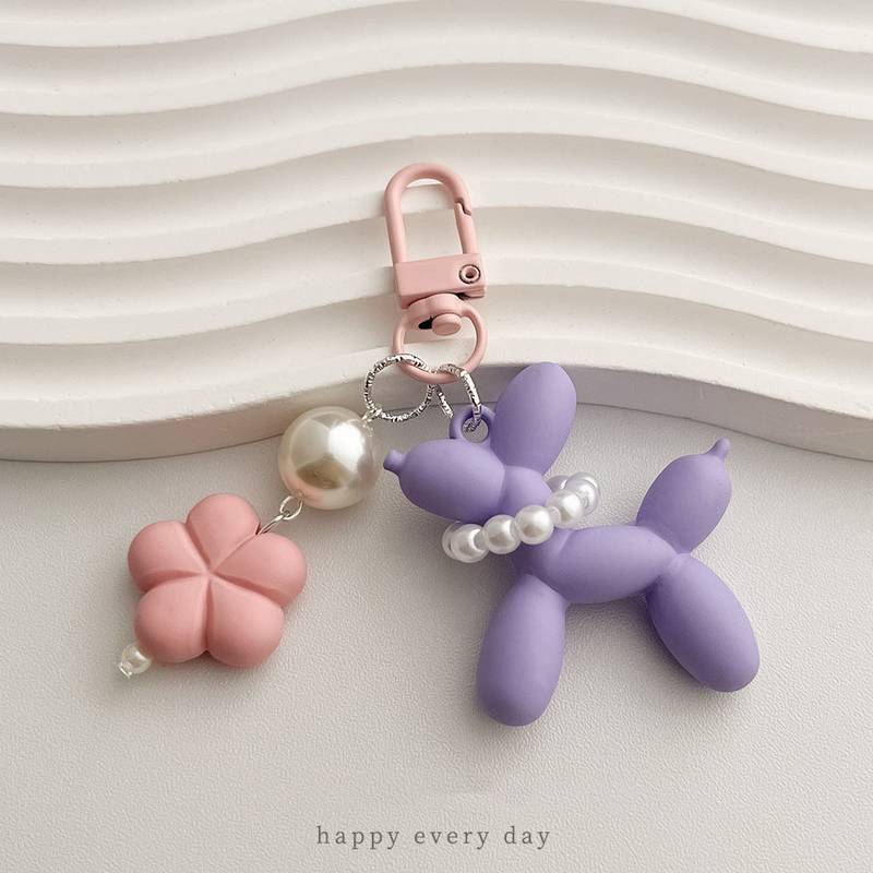 Blume Acryl Ballon Hund Cartoon Niedlich Schlüsselanhänger Schlüsselring Damen Herren Neu Glitzer Niedlich Haustier Tasche Auto Halter Airpods Box Freund Geschenk