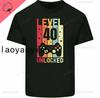 40th Birthday T-Shirt 1982 Men Funny LEVEL UNLOCKED 40 Year Old Gaming Tee Tops A Gift for A Wife and Husband Cotton Shirt