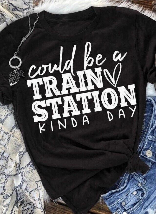 could be a TRAIN STATION kinda day Yellowstone 100% Cotton T-shirt Mens Tees Top BLACK Beth Dutton RIP L