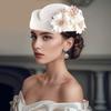 Cappello Turbante in Feltro con Fiore Moda Berretto Morbido Vintage Berretti Casual Cappellino da Tea Party per Donne
