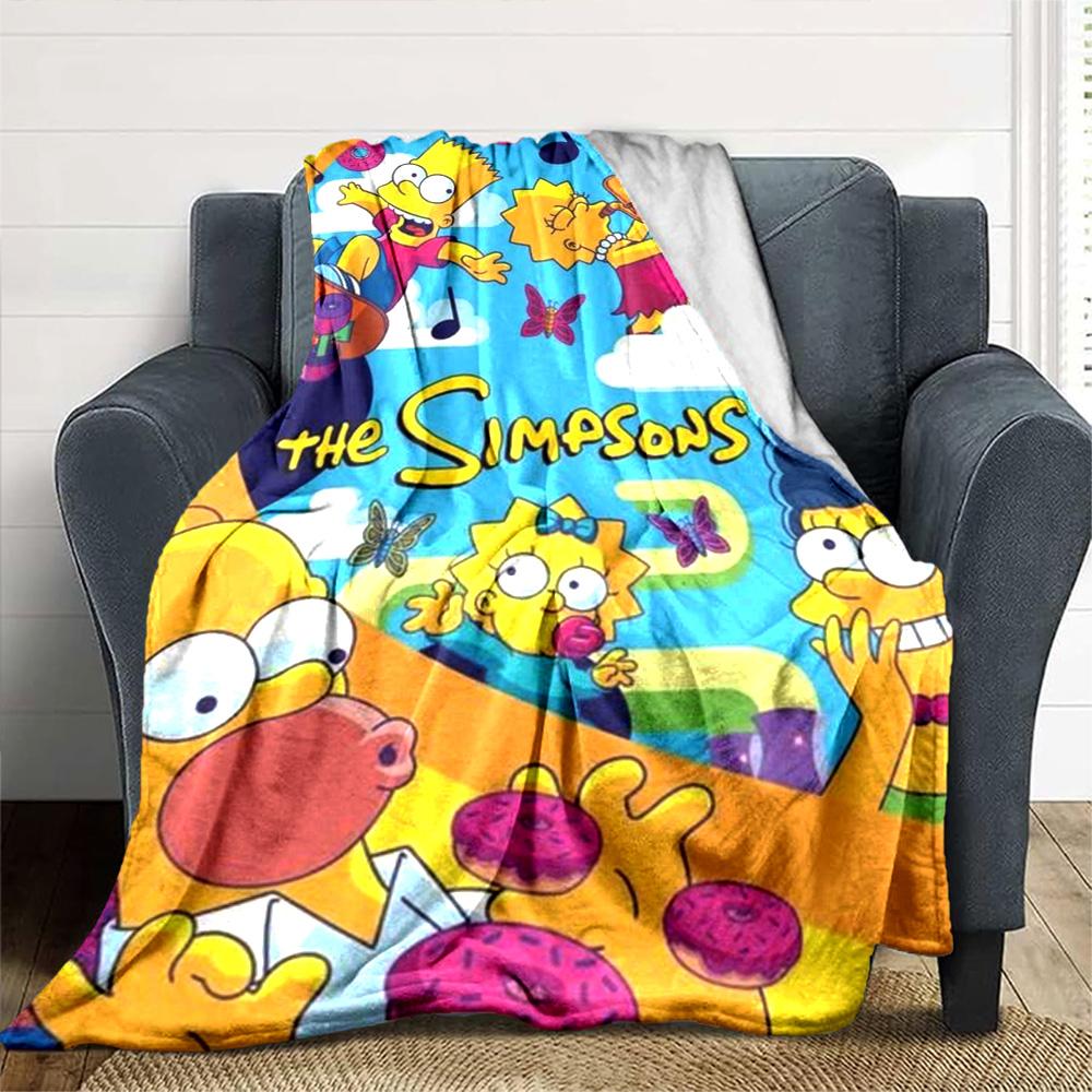 The Simpsons Print Flannel Blanket High Quality Warm Comfortable Cover for All Seasons Perfect for Gifts Home Decor