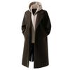 Autumn Winter Fake Two-Piece Hooded Woolen Coats Trend Solid Double Breasted Trench Coats Male Fashion Hooded Windbreaker Jacket