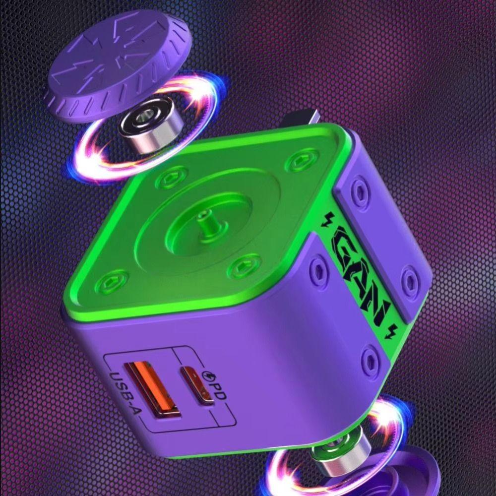 30W Power GaN Gyroscope Charger Dual Ports Fidget Spinner Charger 30W GaN Fast Charger Travel Use