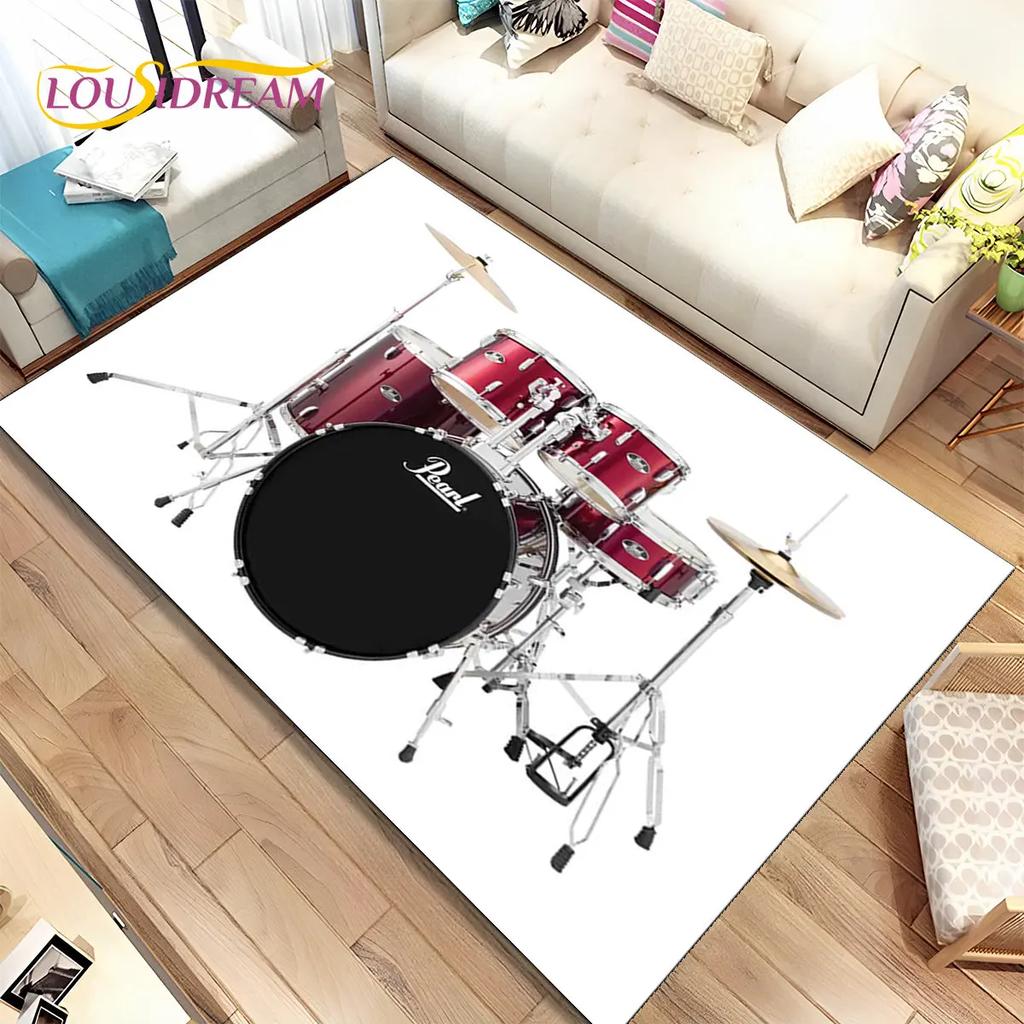 Drum Kit Music Drum Set Instruments Area Rug,Carpet Rug for Home Living Room Bedroom Sofa Doormat Decor,kids Non-slip Floor Mat