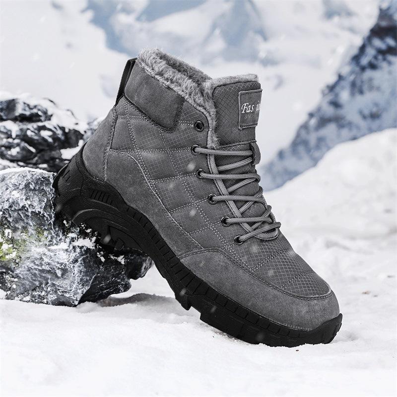 Snow Boots Winter New Men's Shoes Velvet Northeast Large Cotton Boots Men's High-top Outdoor Mountaineering Thickened Men's Cotton Shoes