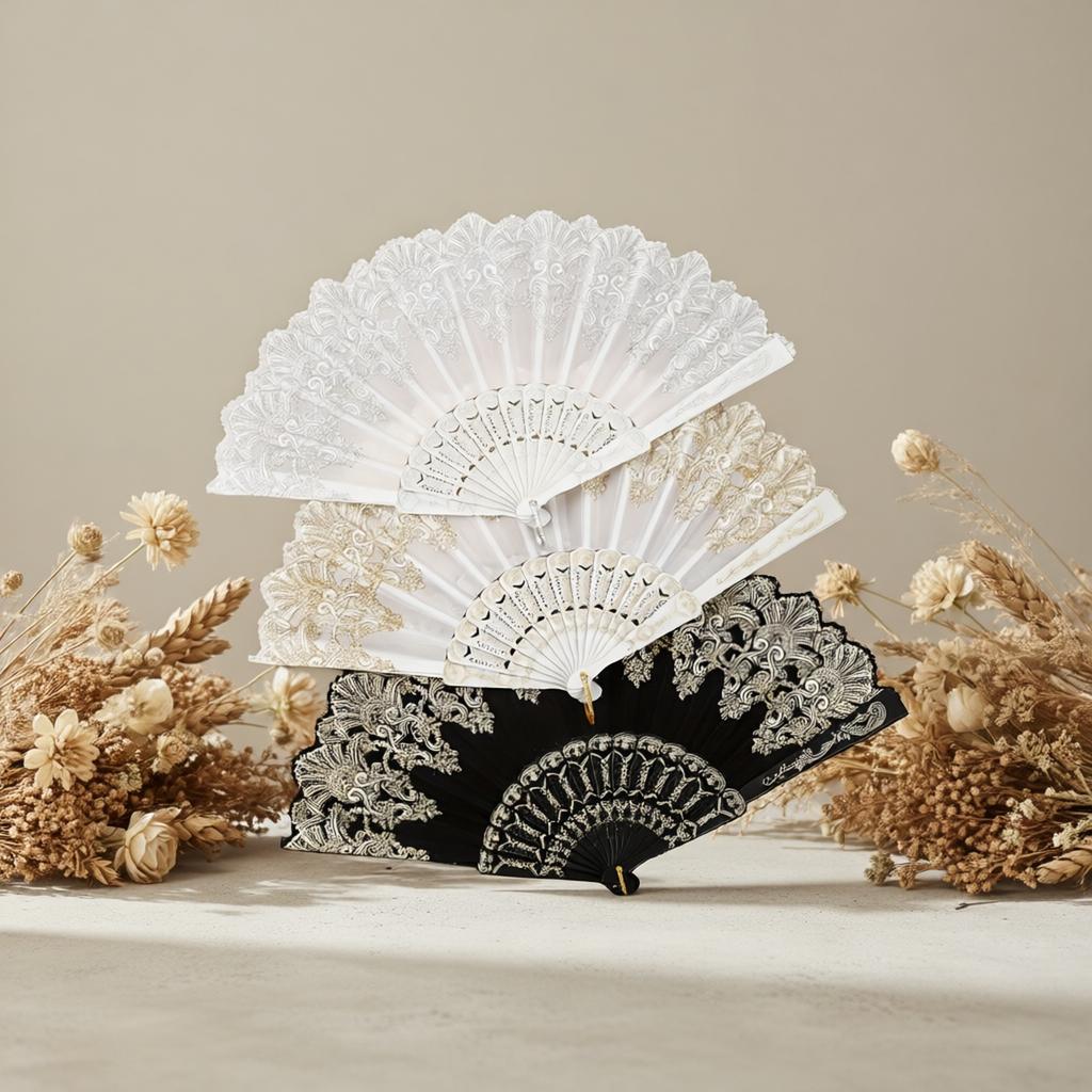 3Pieces/Set European-style vintage floral handheld folding fan, elegant style, decorative accessory for single parties, a perfect summer gift for
