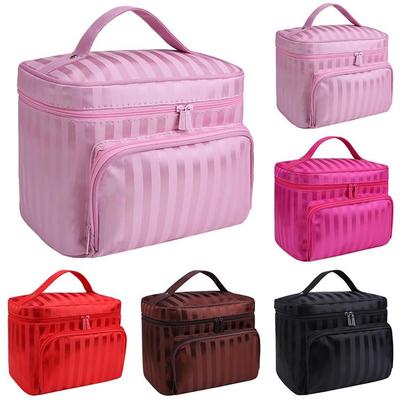Women Solid Color Cosmetic Bag Makeup Bag Multifunction Washable Toiletry Make Up Organizer