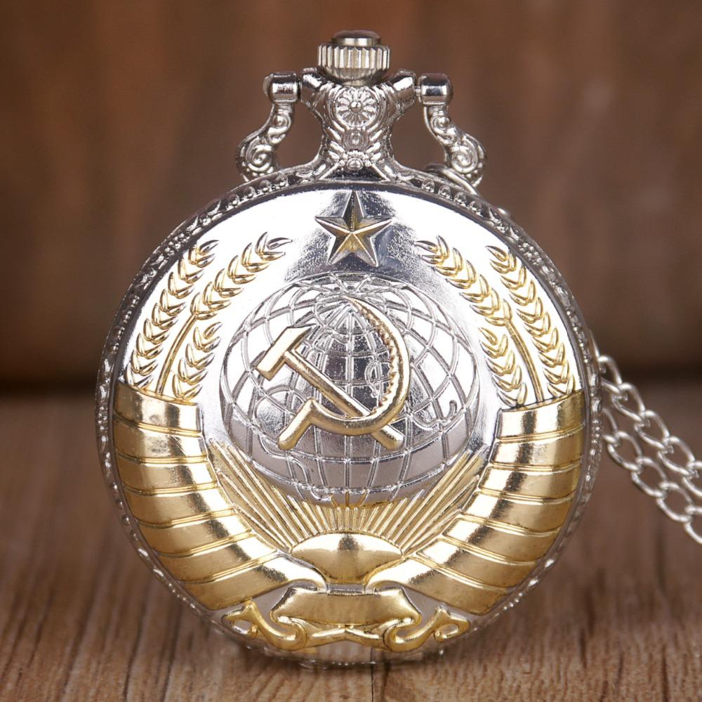 Retro Clock Sickle Icon Men's Pocket Watch Male Quartz Watches Vintage Pendant with Chain Gift man