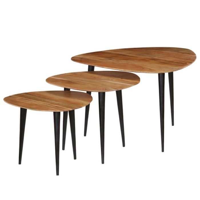 VidaXL Tables basses 3 pcs Bois d'acacia massif
