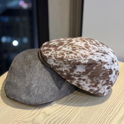 New Autumn and Winter Leopard Print Forward Hat for Girls Hot Girls Big Hat Peaked Hat Fashionable Temperament Brown Painter Hat