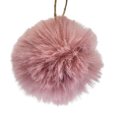 Hanging Bauble Textile Ball Furry Pink 4cm