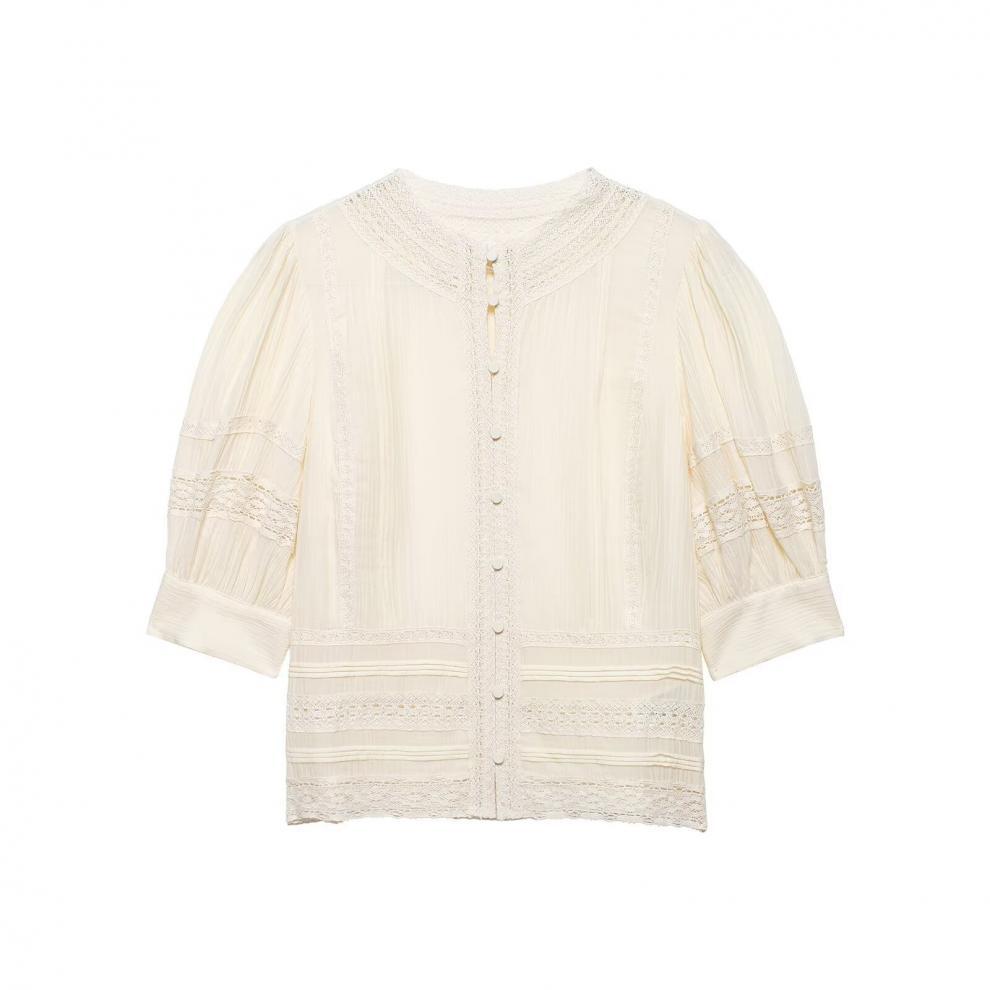 European and American Style, New Women's Clothing, Fashionable and Versatile Temperament, Comfortable Lace Decoration, Romantic Style Shirt