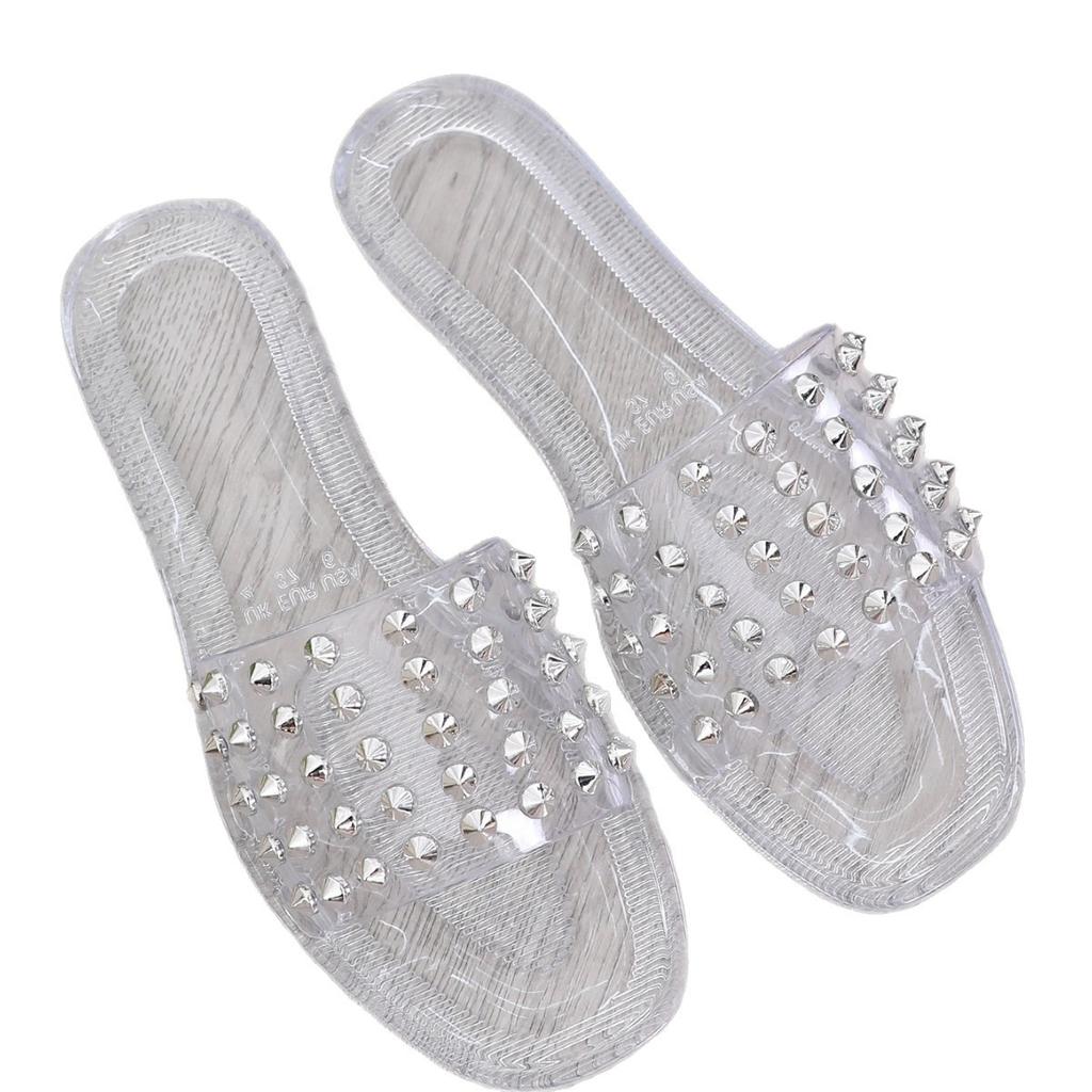 One-word slippers women's summer square head spikes