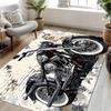 Large Vintage Motorcycle Rug Industrial Style Biker Print Floor Mat Graffiti Decor Chopper Art Runner for Home Living