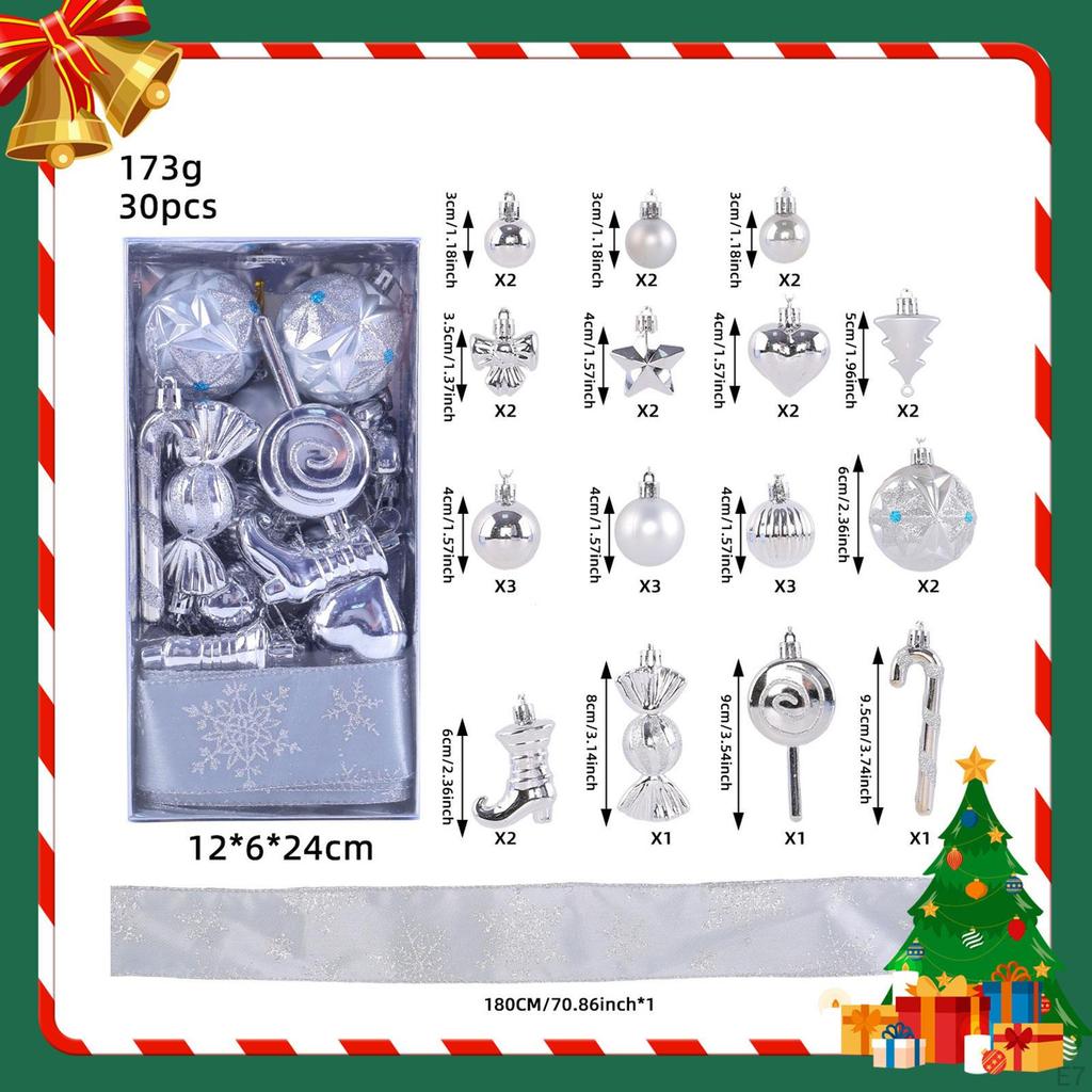 30 Pieces Christmas Ball Ornaments Set Baubles Party Favors Tree Shatterproof DIY Xmas Balls