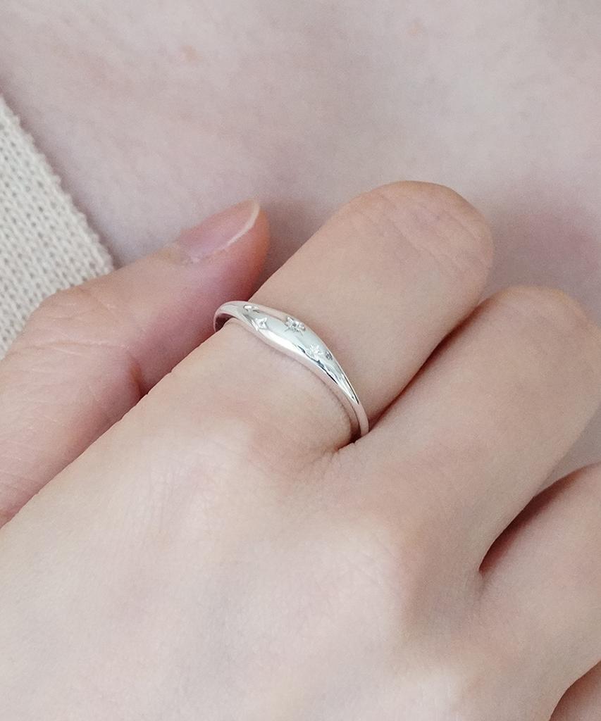 Alleun Silver 925 Cubic Star Silver Rings Couple Layered (Type A)