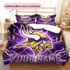 Benutzerdefinierter Name Minnesota Vikings 3 Muster Bettwäsche Steppdecke Set Heimdekoration Geschenk (1 Bettbezug + 2 Kissenbezüge (ohne Füllung))