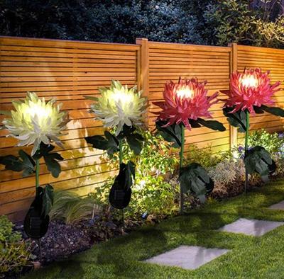 Luci solari da giardino con crisantemo Illuminazione decorativa per paesaggi esterni per via, giardino, patio, cortile, passerella, giardino, aiuola, recinzione