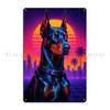 Classy Doberman Pinscher Dog Watercolour Digital Portrait Metal Plaque Garage Character Classic Poster Bar Tin Sign Poster
