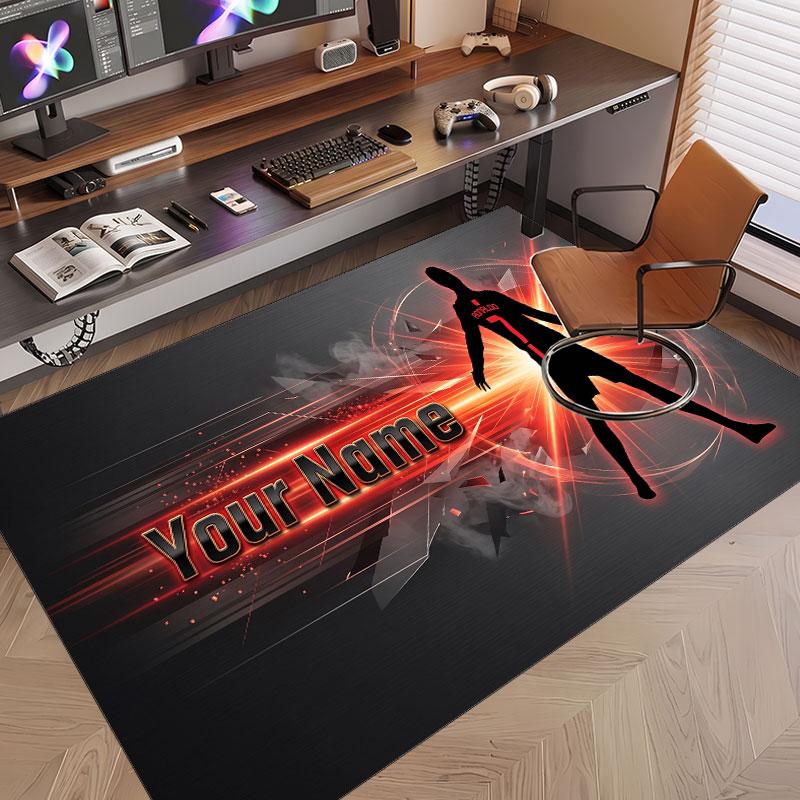 Custom Rug Cristiano Ronaldo Pattern Print Name Text Soft Non‑Slip Floor Carpet for Home Indoor Decoration