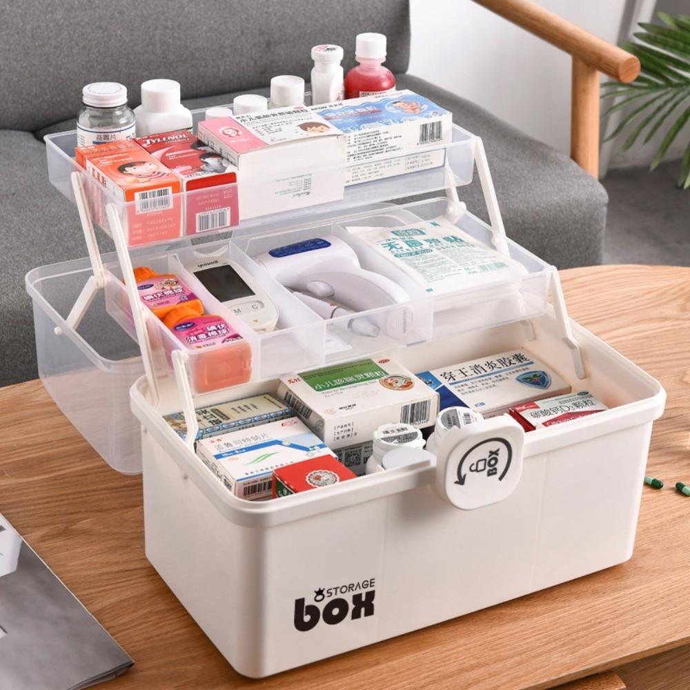Pillendose Medikamenten-Set Organizer Aufbewahrungsbox Staubdichte Tacklebox Notfallbox Desktop-Aufbewahrung