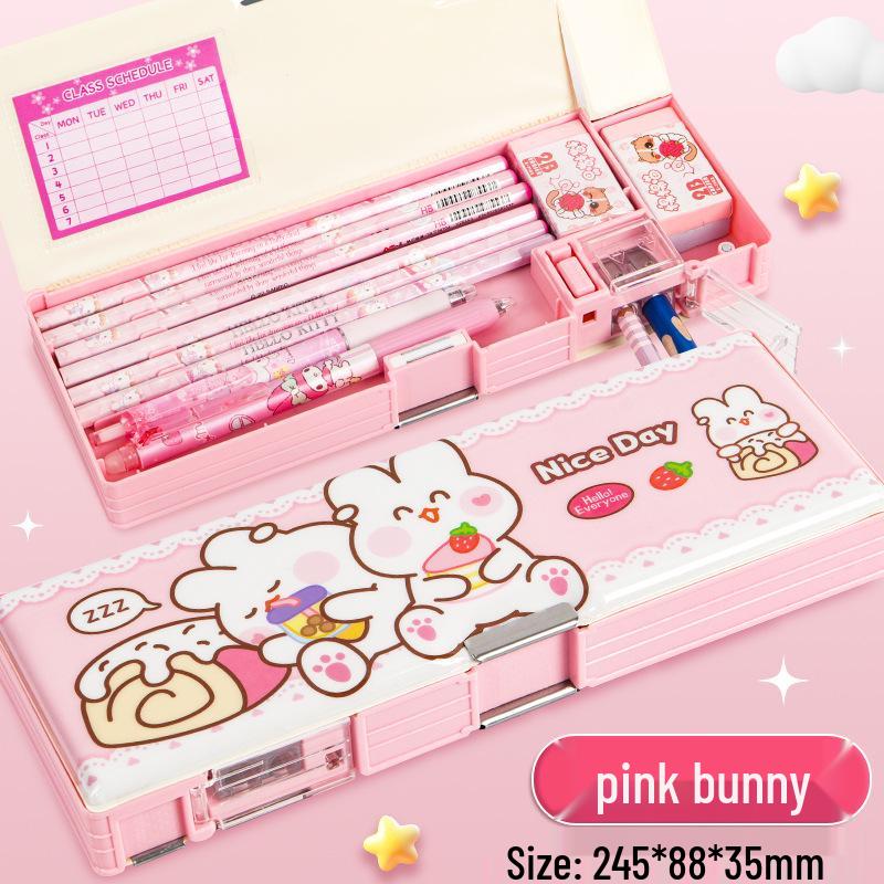 

Мультяшный двухслойный пенал для учеников начальной школы 2024 - Пластиковый пенал для мальчиков и девочек