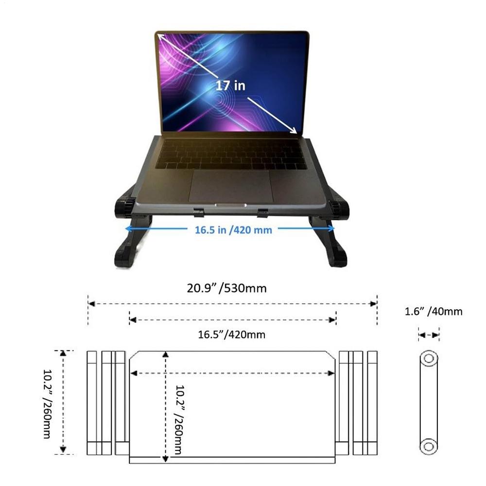 Portable Adjustable Laptop Desk Stand Cooler Fan Ergonomic Lapdesk For Bed Sofa PC Notebook Table Desk With Mouses Pad