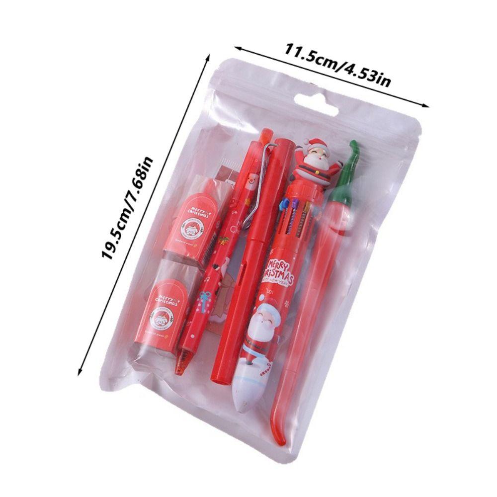 Cartoon 6-in-1 Stationery Set Multi-Functional Writing Tools Ballpoint Pen Highlighter Back To School