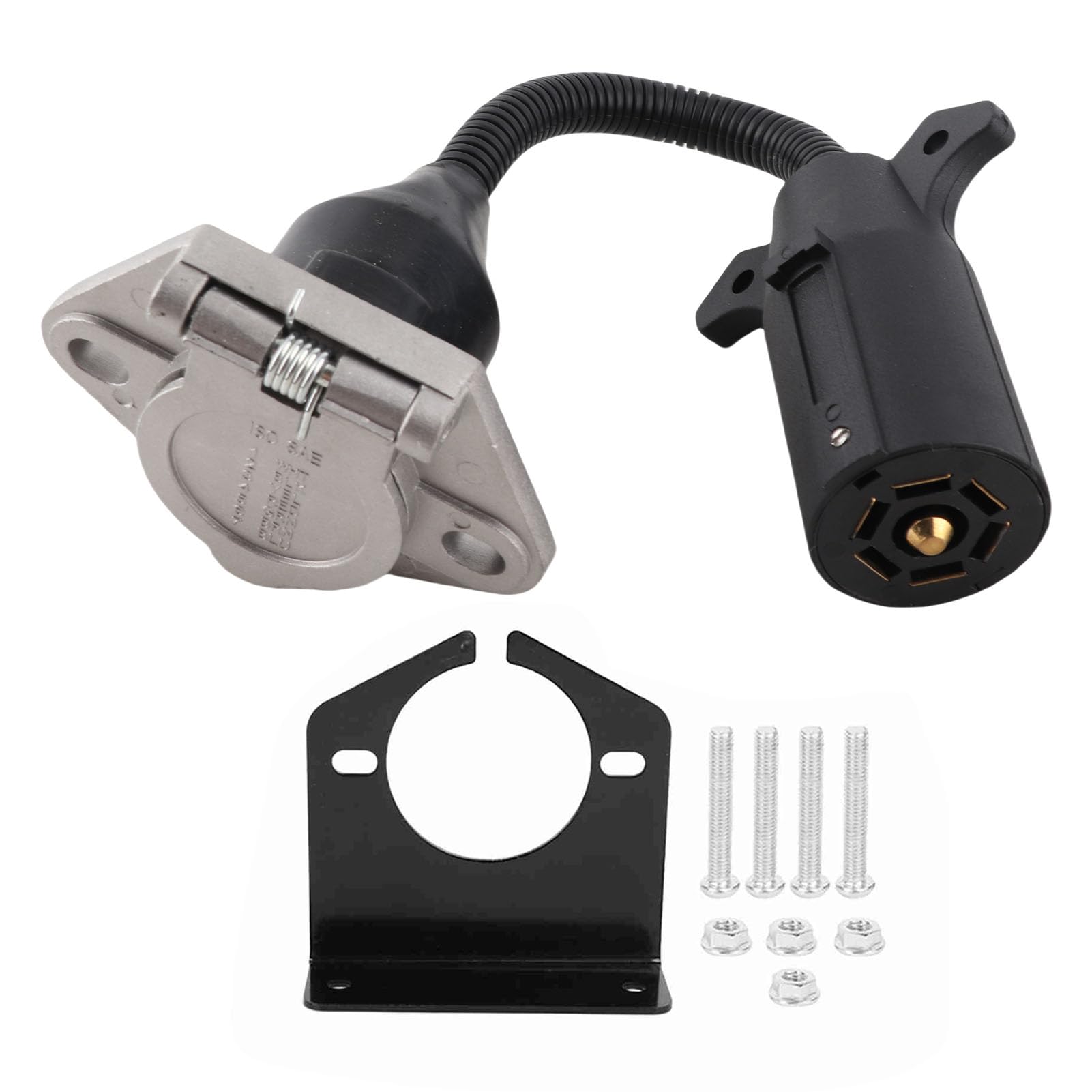 

VGEBY Розетка прицепа Адаптер прицепа Шнур 7 плоских контактов к 7 круглым контактам Разъем