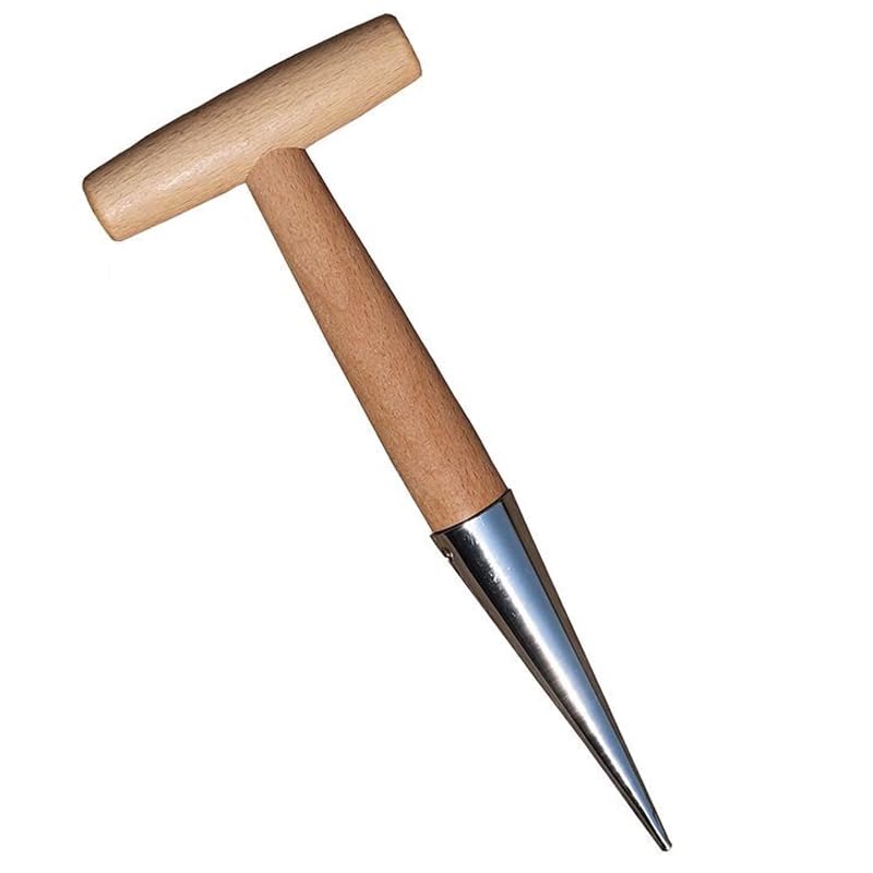 Handheld Hole Digger with Wooden Seedling Hole Hole Soil Digging Home Gardening Tool for and Garden with Wooden Handle and Stainless 1 Piece Handle,