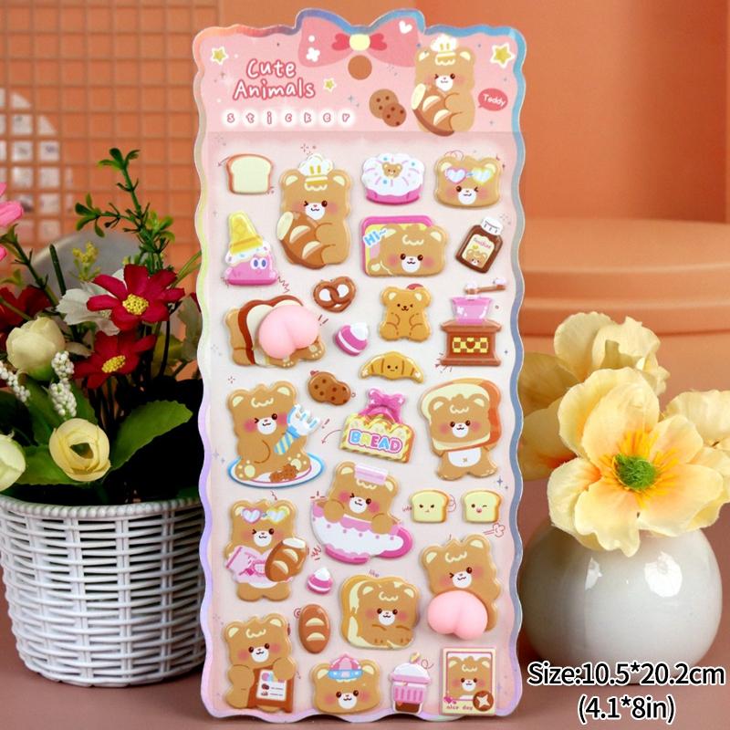 3D Sponge Foam Sticker Animation Kitten Paw Rabbit Bear Sheep Animal Pippi Sticker Diy Scrapbook Notebook Decal Kid Favor Present