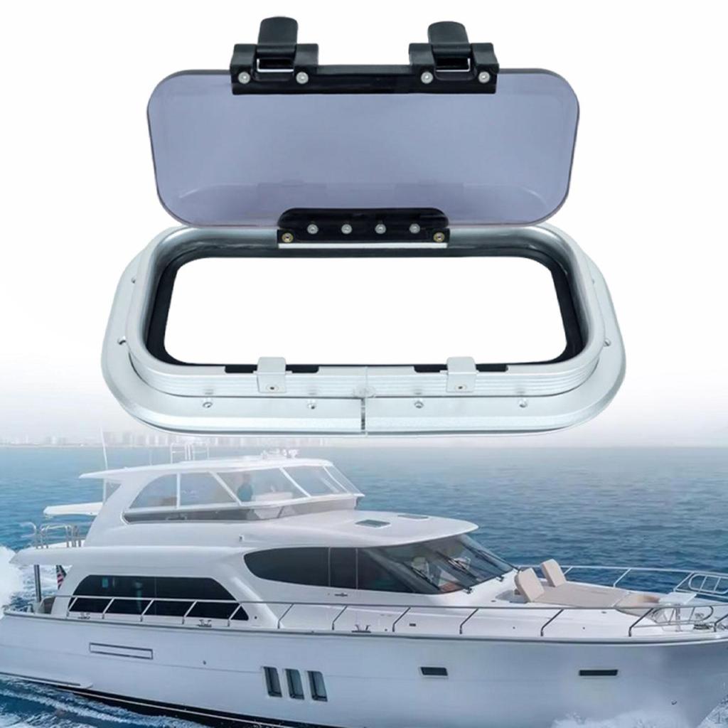 Marine Window Watertight Aluminum Porthole 11.8x6inch Rectangle Versatile with Acrylic Lid for Boat