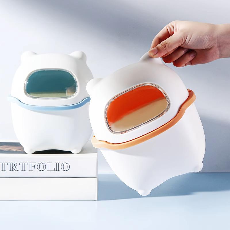 Cute Mini Desktop Trash Can with Lid for Home and Office