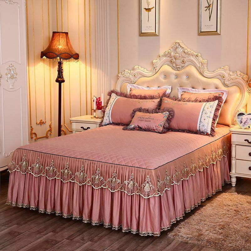Kesha European Bedspread Cover Single-piece Bed Skirt Three-piece Set Padded Thickened Simmons Protective Cover 1.5m 1.8m Dream Field