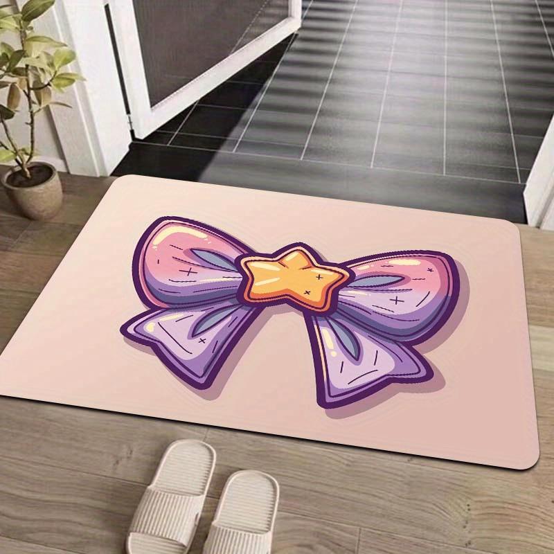 

Cartoon Bowknot Design Washable Doormat - Anti-Slip PVC Backed Polyester Mat for Gamer Room, Bathroom, Kitchen, Living Room, Bed 40cm x 60cm