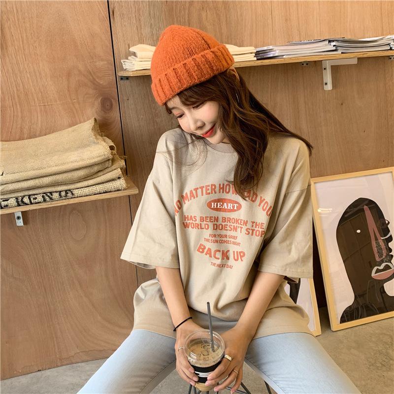 

2025 летняя повседневная футболка большого размера, винтажные футболки с коротким рукавом для женщин, принт с буквами harajuku, универсальные топы y2k, уличная одежда в стиле хип-хоп 2XL легкие хаки