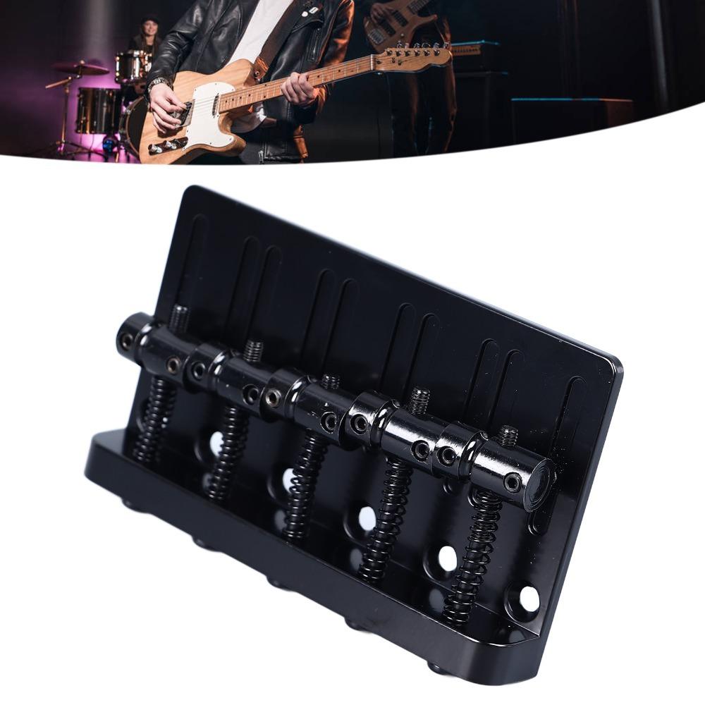 Metal 5 String Bass Bridge Silver And Black Bass Saddle Bridge  Bass Guitar Replacement