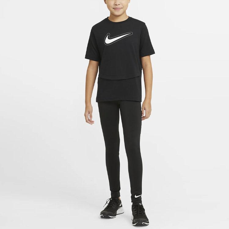 Nike Dri-Fit Trophy Logo Printed Crew Neck T-Shirt Kids Tops Black DA1096-010