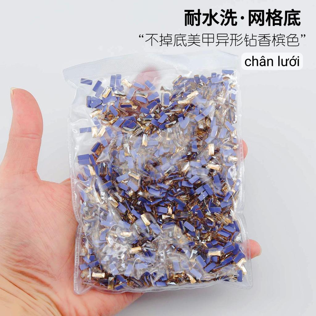 Mesh Bottom Nail Art Diamond, Champagne Special-Shaped Diamond, Small Size, No Bottom Nail Drill, Washable Flat Bottom Special-Shaped Whole Batch