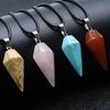 1pc Natural Stone Necklace Charms Conical Shape Agate Amethysts Pendant Necklace for Women Jewelry Gift